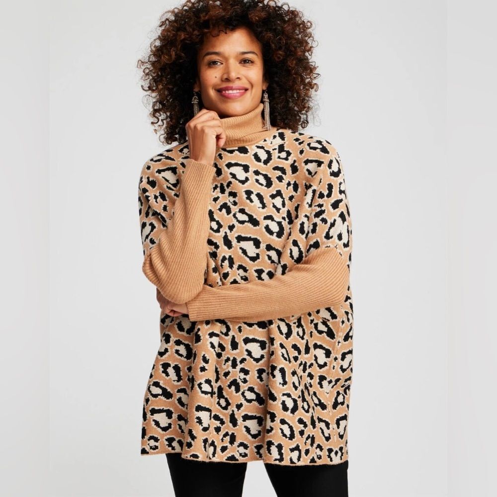 Chico's Cheetah Print Retro Cozy turtleneck  Sweater
